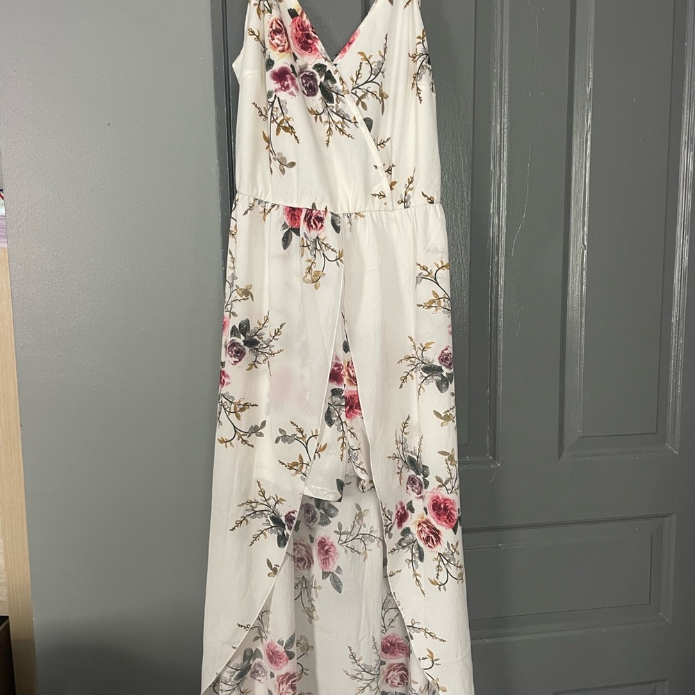 Floral Maxi Dress - White and Pink